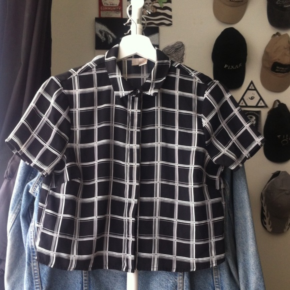Cropped Grid Button Up