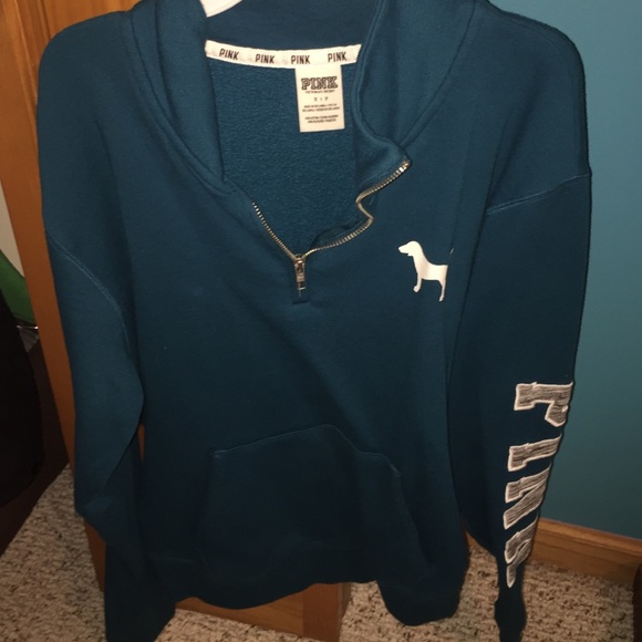 pink 1/4 zip sweatshirt