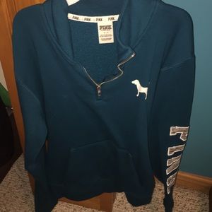 pink 1/4 zip sweatshirt