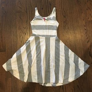 H&M grey and white striped skater dress
