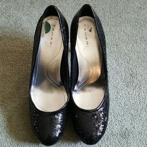 Tahari black sequin high heel