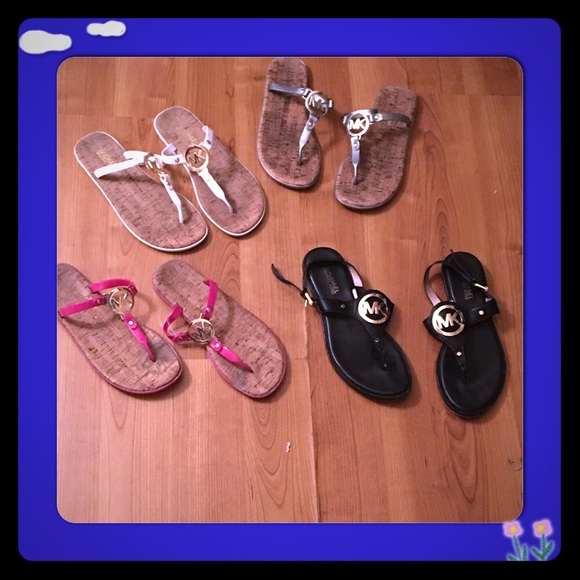 Authentic MK $30 sandals white silver white ❤️