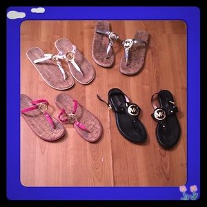 Authentic MK $30 sandals white silver white ❤️