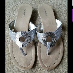 Alfani Franca Silver T-Strap Sandals