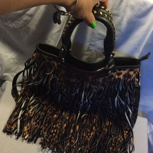 Fringe Cheetah Leopard Bag