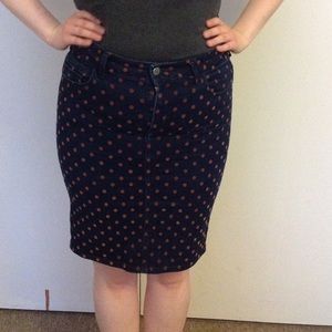 Anthropologie denim polka dot skirt