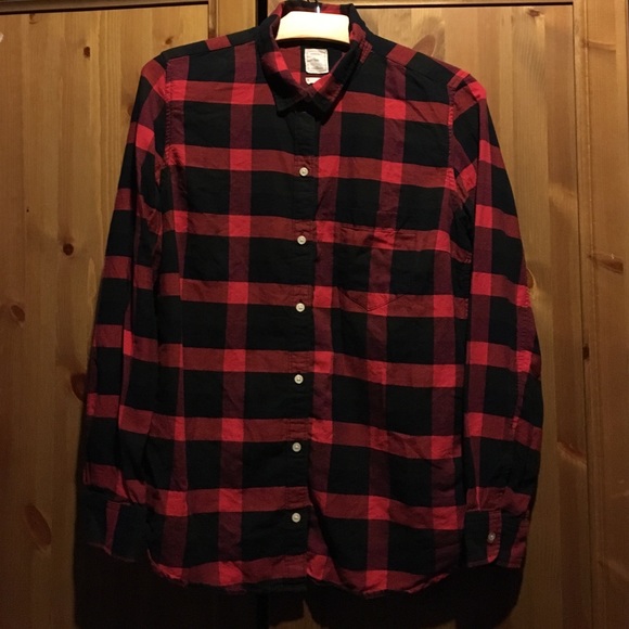 Plaid (black & red) button down shirt