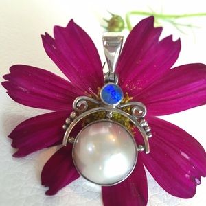 Sterling, opal & pearl pendant NWT South Africa