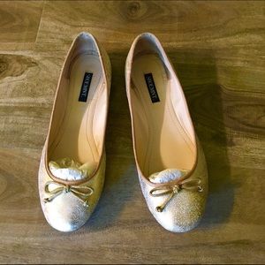 Shoemint Patricia Gold Leather Ballet Flats