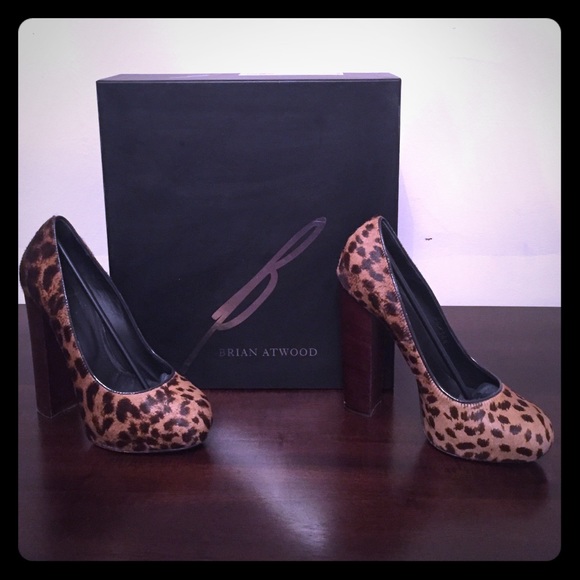 Brian Atwood exclusive leopard calf hair pumps