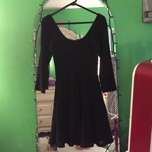 scoop neck black lace dress