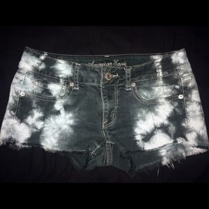 American Eagle Black/White Tie Dye Shorts