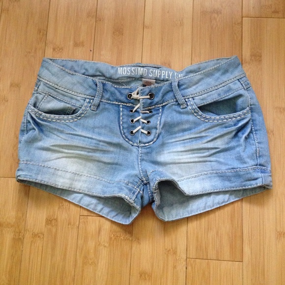 Lace up jean shorts