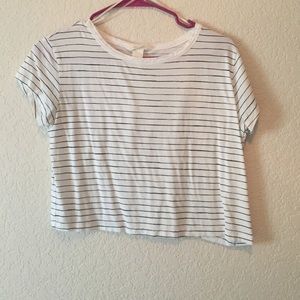 White crop top with black stripes
