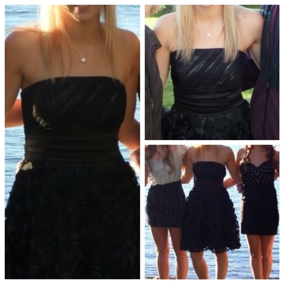 Black Chiffon Rosette Dress - Picture 4 of 4