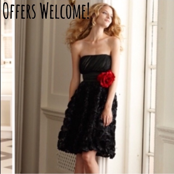 Black Chiffon Rosette Dress - Picture 2 of 4