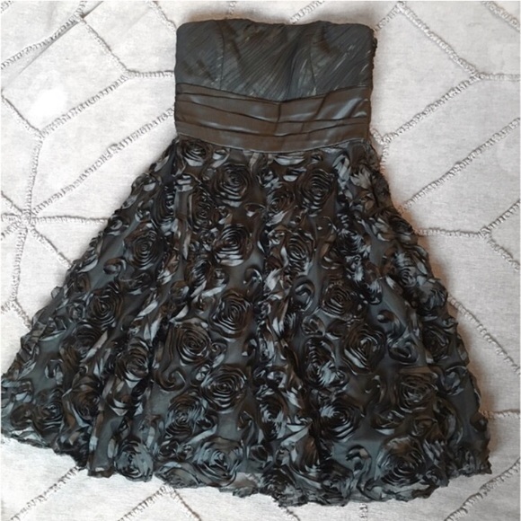 Black Chiffon Rosette Dress - Picture 1 of 4