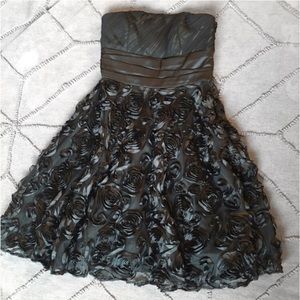 Black Chiffon Rosette Dress