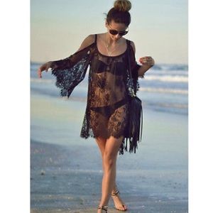 Festival 🌸 🖤 Lace  Bikini Swimwear coverup NWOT
