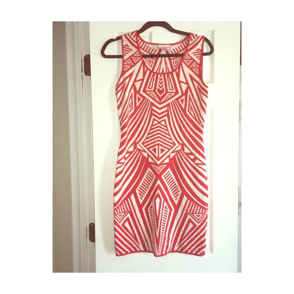 Red and White Fitted Dress