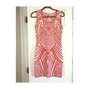 Red and White Fitted Dress