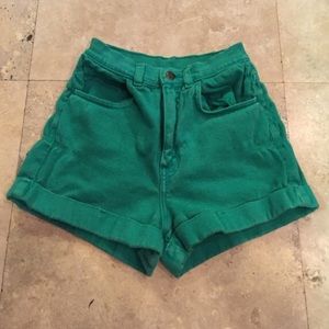 Green high waisted shorts