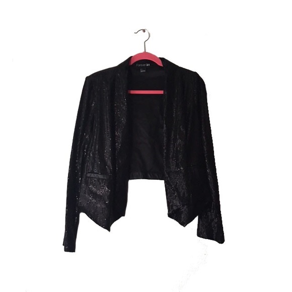 Forever 21 Jackets & Blazers - F21 Sequin/Faux Leather Tux Jacket