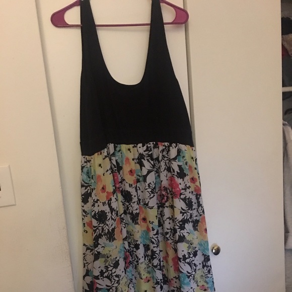 Black & Floral Print Dress