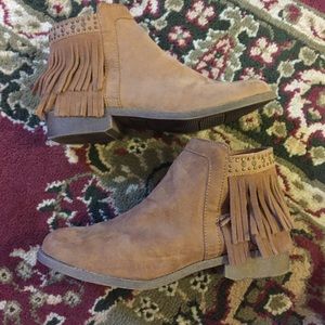 Moccasin style suede booties