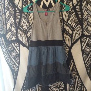 Mini stripped faux denim dress