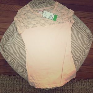 Blush Tee with Lace Detail
