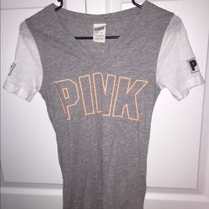 Grey and White Tee Shirt by PINK