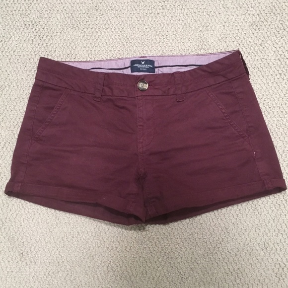 American eagle burgundy twill midi shorts