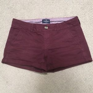 American eagle burgundy twill midi shorts