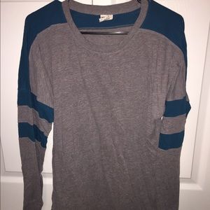 Grey and Teal Oversized Long Sleeve by PINK