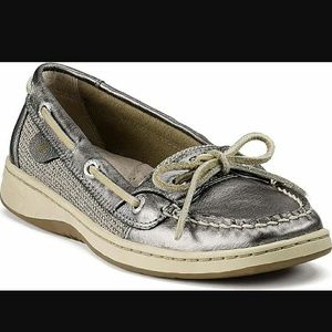 Sperry Angelfish Boat Shoes. size 8.5. Pewter