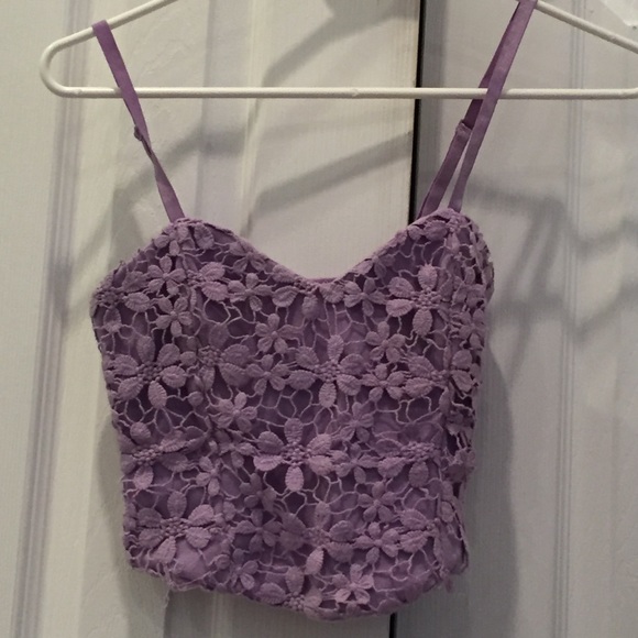 Purple flower lace crop top from Tobi