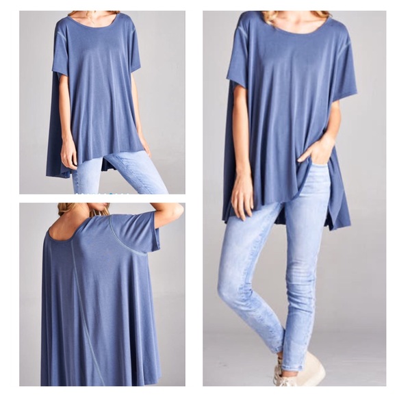 BEAUTIFUL OVERSIZE TOPS IN PERIWINKLE & CHARCOAL! - Picture 2 of 3