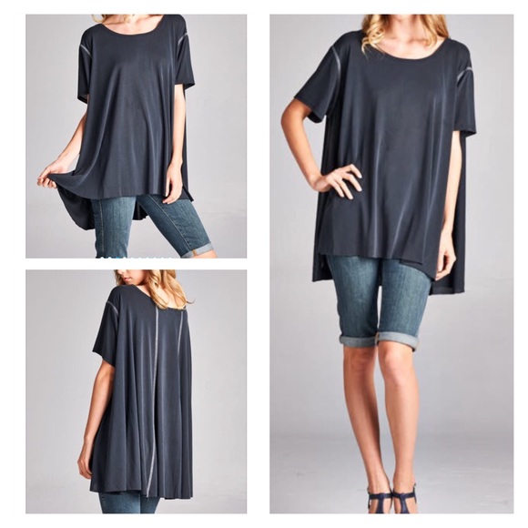 BEAUTIFUL OVERSIZE TOPS IN PERIWINKLE & CHARCOAL! - Picture 3 of 3