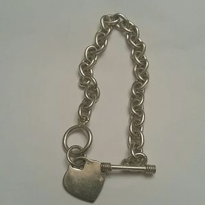 Silver heart toggle bracelet
