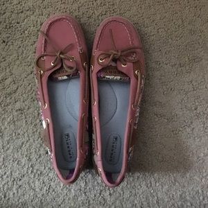 Pink floral sperrys