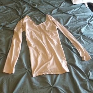 Long sleeve white t, super low back