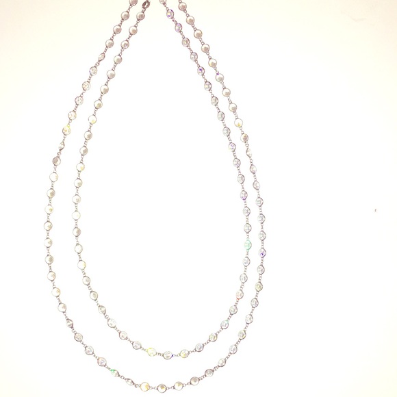 White gold station necklace