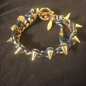 Blue and gold spike ettika bracelet