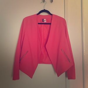 Coral crepe-style jacket.