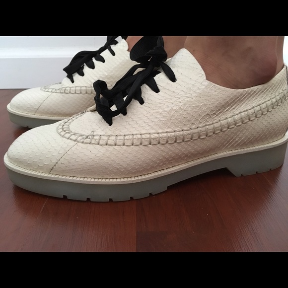 Alexander Wang 'Riley' white snakeskin loafers - Picture 2 of 4
