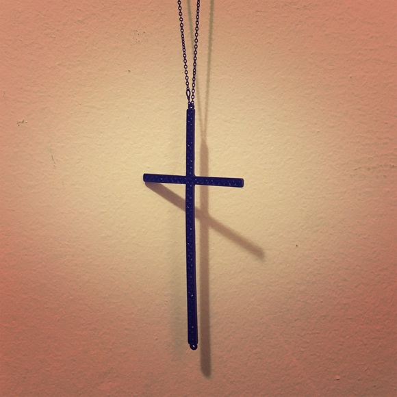 Black Crystal Cross Necklace