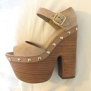 Topshop Nude Platform Wedges