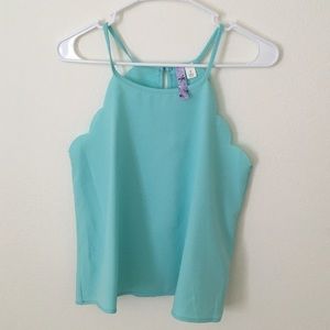 FRANCESCAS'S teal scalloped tank