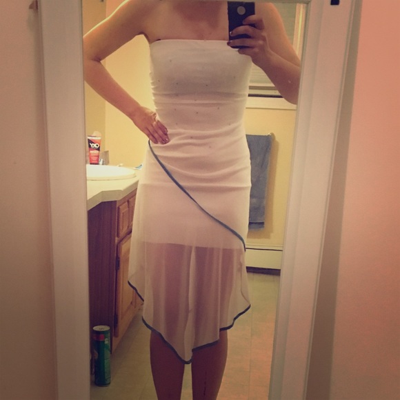 strapless stretchy silky white dress